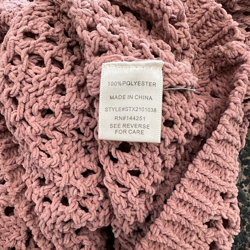 NWT Nicole Miller Artelier Sweater Blush Pink Open Knit Crochet Size Small - Picture 5 of 8